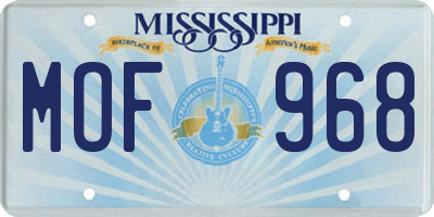 MS license plate MOF968