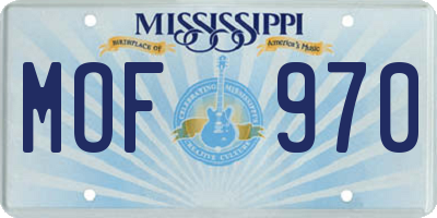 MS license plate MOF970