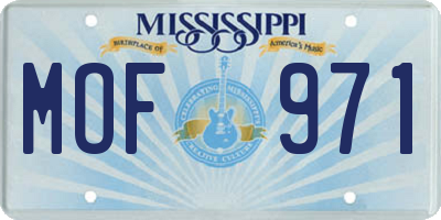 MS license plate MOF971