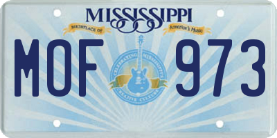 MS license plate MOF973