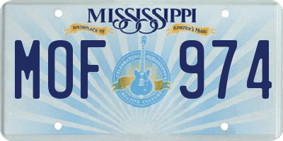 MS license plate MOF974