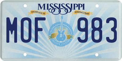 MS license plate MOF983