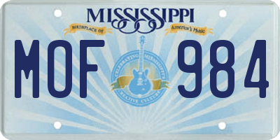 MS license plate MOF984