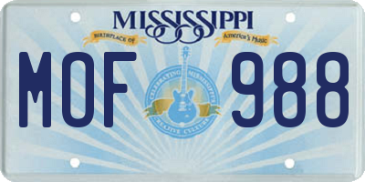MS license plate MOF988