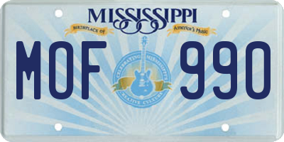 MS license plate MOF990