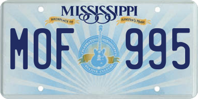 MS license plate MOF995