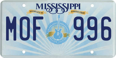 MS license plate MOF996