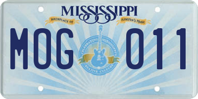 MS license plate MOG011