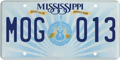 MS license plate MOG013