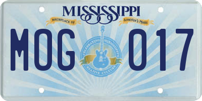 MS license plate MOG017
