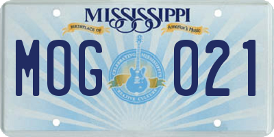 MS license plate MOG021