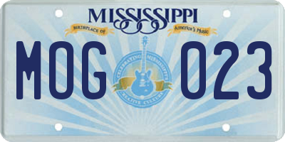 MS license plate MOG023