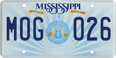 MS license plate MOG026