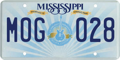 MS license plate MOG028