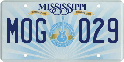 MS license plate MOG029