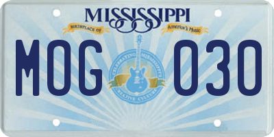 MS license plate MOG030