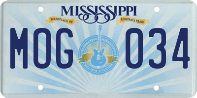 MS license plate MOG034