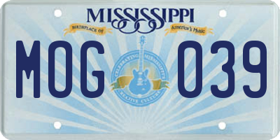 MS license plate MOG039