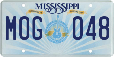 MS license plate MOG048