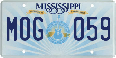 MS license plate MOG059