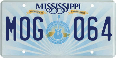 MS license plate MOG064