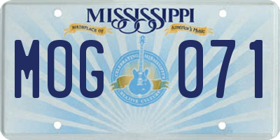 MS license plate MOG071
