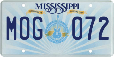 MS license plate MOG072