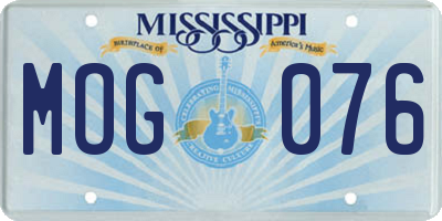 MS license plate MOG076