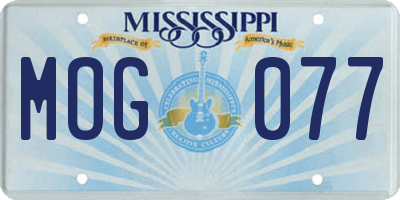 MS license plate MOG077