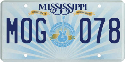 MS license plate MOG078