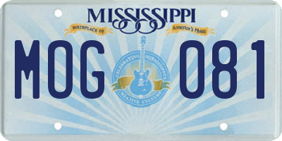 MS license plate MOG081