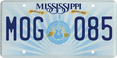 MS license plate MOG085