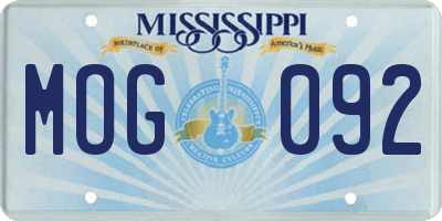 MS license plate MOG092