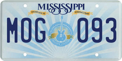 MS license plate MOG093