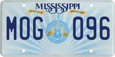 MS license plate MOG096