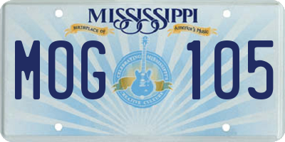 MS license plate MOG105