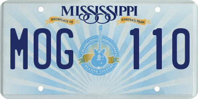 MS license plate MOG110