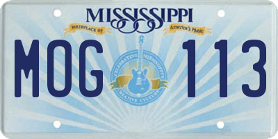 MS license plate MOG113