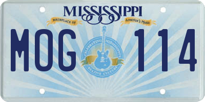 MS license plate MOG114