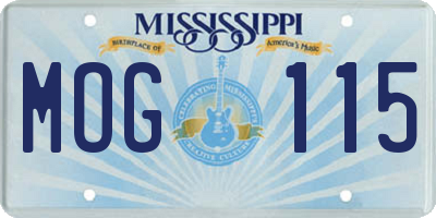 MS license plate MOG115