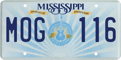 MS license plate MOG116