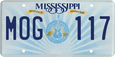 MS license plate MOG117