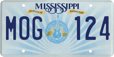 MS license plate MOG124