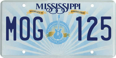 MS license plate MOG125