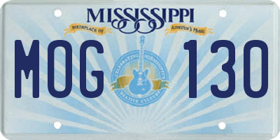 MS license plate MOG130