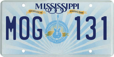 MS license plate MOG131