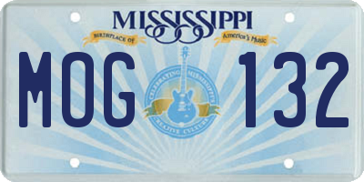 MS license plate MOG132