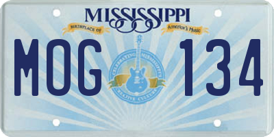 MS license plate MOG134