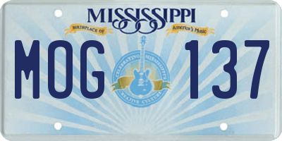 MS license plate MOG137