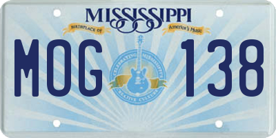 MS license plate MOG138